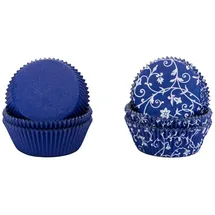 DEMMLER Muffinförmchen - Cupcakeförmchen 2er Set blau in Unifarbend & mit weißem Classico Desgin - 120 Stück - Made in Germany
