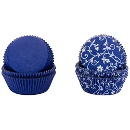 DEMMLER Muffinförmchen - Cupcakeförmchen 2er Set blau in Unifarbend & mit weißem Classico Desgin - 120 Stück - Made in Germany