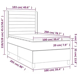 vidaXL Boxspringbett 100 x 200 cm Dunkelgrau