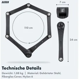 Aaron Premium Pro Faltschloss 110 cm Schwarz Faltschloss