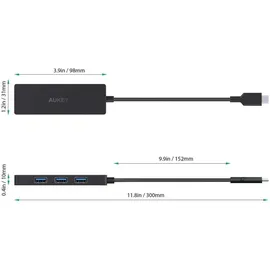 Aukey Cb-C64 Hub Usb-C Slim 4Xusb 3.1 5Gbps Otb - Schwarz