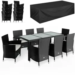Polyrattan Garten-Sitzgruppe Bali 9-tlg Schwarz mit Abdeckung