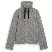 Tom Tailor Damen Loose Fit Sweatjacke mit Stehkragen, beige, Meliert, Gr. S