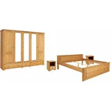 otto home Schlafzimmer-Set Hugo, (Set, 4-tlg), Bett 180x200 cm, 5-trg Kleiderschrank und 2 Nachttische beige