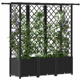 vidaXL Hochbeet mit Rankgitter und Dach 162,5 x 40 x 138 cm Schwarz