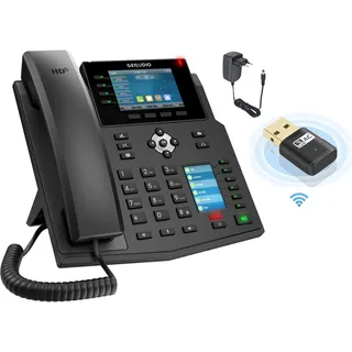 GEQUDIO GX5+ IP-Telefon Set mit Netzteil & WLAN Stick, Telefon, Schwarz