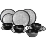 HEKERS Flamefield GG0112 Melamin-Geschirr-Set, Grau Granit, 12-teilig