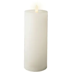 Lumineo LED Kerze mit Timerfunktion 7x19cm Wachs - flackernde Flamme Echtwachskerze Kerzen batteriebetrieben Wachskerze Stumpenkerze Rustik Weiß Warmweiß