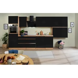 Respekta Küchenzeile Lorena 380 cm Schwarz Hochglänzend