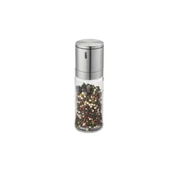 Salz- oder Pfeffermühle  LAMOLA , transparent/klar , Glas , Edelstahl, Kunststoff , Maße (cm): H: 16,6  Ø: 5.5