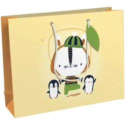 Clairefontaine 6x Geschenktasche, Excellia 210g, niedliche Tiere, ideal für Kinder, Shopping-Format 37,3x11,8x27,5 cm - Gelb 33853-6C