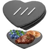 ZOFUN 3 Stück Schieferplatte Servierplatte, 25x25CM Servierplatten aus Schiefer Herz, Schieferplatten Herz, schiefer untersetzer zum Servieren, Beschriften, Schieferherzen für Buffet, Sushi und Käse