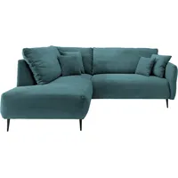 Ecksofa HOME AFFAIRE "Lazio modern und bequem, schmale Armlehnen, tolle Detailverarbeitung", blau (silber, zierkissen silber), B:255cm H:94cm T:190cm, 93% Polyester, 7% Polyamid, Sofas, Ecksofa, zwei verschiedene Fußfarben wählbar