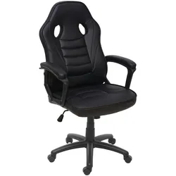 Mendler Bürostuhl HWC-F59, Schreibtischstuhl Drehstuhl Racing-Chair Gaming-Chair, Kunstleder ~ schwarz