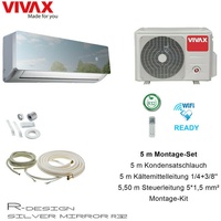 VIVAX R Design SILVER MIRROR 12000 BTU + 5 m Montageset 3,8 KW Klimaanlage A+++