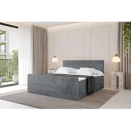 altdecor Boxbett, mit Matratze und Lattenrost - TOLO-Z - 160x200 Cord - Dunkelgrau