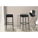 CLP 2er Set Barhocker Montreal Stoffbezug dunkelgrau/schwarz
