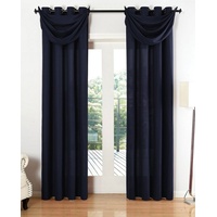 Gardine, Gardinenbox, Ösen, blickdicht, Microfaser, Vorhang Set Microsatin Segeltuch Querbehang lichtdurchlässig 20405S4 blau 140 cm x 245 cm