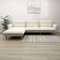DOMO collection Ecksofa DOMO COLLECTION "Leuven modern mit schmalen Armlehnen, Breite 282 cm, L-Form", beige (creme), B:282cm H:86cm T:159cm, 100% Polyester, Sofas, Ecksofa, angenehm feste Polsterung, bodenfrei, 19 cm hohe Holzfüße