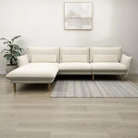 DOMO collection Ecksofa DOMO COLLECTION "Leuven modern mit schmalen Armlehnen, Breite 282 cm, L-Form", beige (creme), B:282cm H:86cm T:159cm, 100% Polyester, Sofas, Ecksofa, angenehm feste Polsterung, bodenfrei, 19 cm hohe Holzfüße