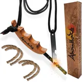 Abowllon Feuerstahl Outdoor mit Zunder für Feuerstahl Feuerstarter Set | Outdoor Feuerzeug | Anzünder Survival mit Griff | Magnesium Feuerstarter Feuerstein Survival Feuerzeug (Dunkle Buche)