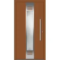 Aluminium Haustür "NINA" 60 mm RC2 flügelüberdeckend Lehmbraun RAL 8003 beidseitig innen öffnend DIN rechts
