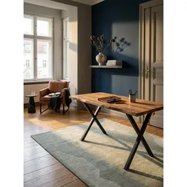 KADIMA DESIGN Schreibtisch Akazie Goldbraun-Schwarz
