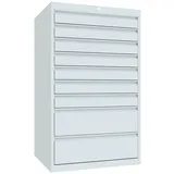 PAVOY Schubladenschrank, Höhe 1.200 mm, Schubladen 7x100 + 2x200 mm, Breite 715 mm, lichtgrau, lichtgrau