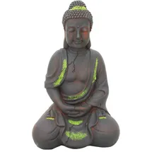 WorldConnection XXL Antiker Buddha 50cm braun/grün Garten Deko Figur Skulptur Feng Shui Meditation