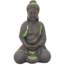 WorldConnection XXL Antiker Buddha 50cm braun/grün Garten Deko Figur Skulptur Feng Shui Meditation