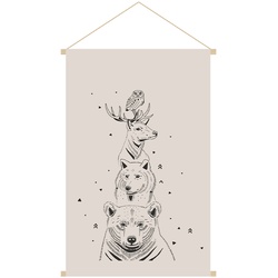 Kakemono enfant tableau en toile suspendue illustration animaux de la forêt L40 x H60 cm BUDDY