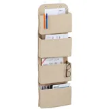Relaxdays Hängeorganizer, 4 Fächer, Tür Organizer mit Haken zum Einhängen, Vlies Hängeaufbewahrung Bad & Büro, beige