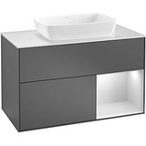 Villeroy & Boch Villeroy und Boch Finion Waschtischunterschrank G781MTPD 100cm, Abdeckplatte white matt, Emotion, Regale White matt lacquer, Black matt lacquer