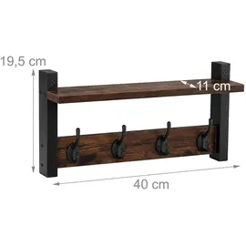 Relaxdays Wandgarderobe 2er Set Braun