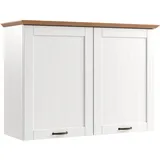 Home Affaire Hängeschrank HOME AFFAIRE "Teramo", weiß (weiß, honig), B:105cm H:75cm T:37cm, Massivholz, Schränke, Hängeschrank, Breite 105 cm, 2 Holztüren, 1 Einlegeboden
