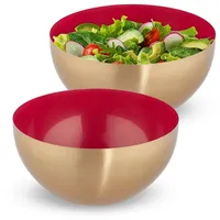 Relaxdays 2 x Salatschüssel, Edelstahl, Ø 25cm, runde Metallschüssel