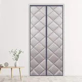 LIVEINU Wärmeschutzvorhang Magnet Thermo Türvorhang Isolier Schutz Panel-Isolierung Thermovorhang Verdunklungsgardine Wasserdicht Winddicht Geräuschisolierung für Balkontür 120x210cm PU Leder Grau