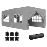 Outsunny Pavillon ca.3x6m, wasserabweisend Stabil Winterfest Pop-up Faltpavillon,