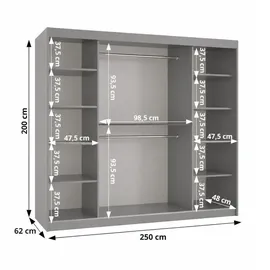 home collective Schwebetürenschrank 250 x 200 x 62 cm Schwarz