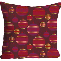 Dekokissen QUEENCE "Dora", rot (rot, magenta, goldfarben, bedruckt), B:40cm L:40cm, Polyester, Dekokissen_Sitzkissen_Kissenhüllen, Kissenhülle,Christbaumkugeln,Rot,Weihnachten,Festlich,Weihnachtsbaum