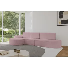 altdecor Eckcouch Cord 5-Sitzer Rosa