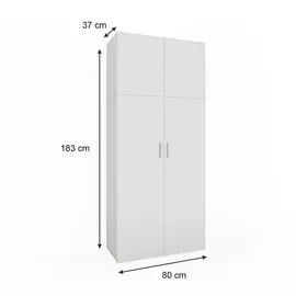 Vicco Aktenschrank Ingo, weiß - 2 Türen Universal Mehrzweckschrank Putzschrchrank