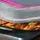 Relaxdays Backblech mit Deckel, 3 in 1 Kuchen Transportbox, BxT 40,5 x 32,5 cm, Backform, Transporthaube, schwarz/pink