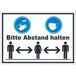 Hände waschen Mundschutz Abstand Aufkleber A5 (148x210mm)