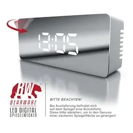 Bearware Spiegelwecker weiß