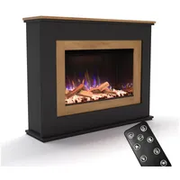 GLOW FIRE Elektrokamin PR6 E-Motion 3D, Elektrischer Kamin mit 3D Feuer mit Heizung, täuschend echte Flamme mit Heizung, 3 Dekorationen schwarz
