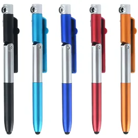 shop'n smile ideoon 4in1 Kugelschreiber mit LED-Lampe, Touchpen für Tablets & Handy-Ständer Funktion, 10er-Set Multifunktionsstift Schreibset für Büro, Alltag und Reise