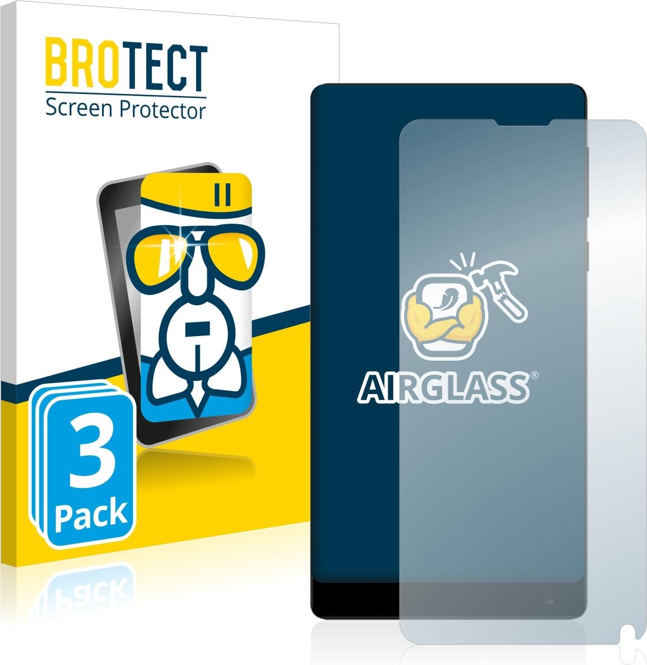 BROTECT AirGlass Panzerglasfolie (3 Stück, Xiaomi Mi Mix 2), Smartphone Schutzfolie