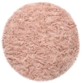 KADIMA DESIGN Hochflor Teppich Shaggy waschmaschinenwaschbar Einfarbig Schlafzimmer schmutzabweisend Rosa Rund 60D | 100% Polyester | Florhöhe: 60 mm