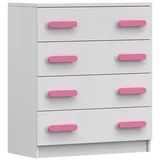 Deine Möbel 24 Kommode INGE 80 x 90 x 40 cm Weiß / Rosa